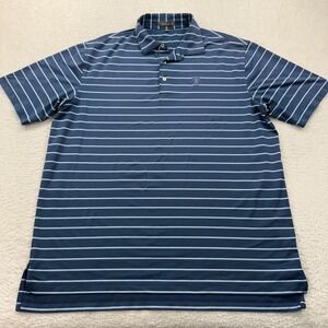 Peter Millar Mens XL Striped Golf Polo Shirt Summer Comfort Oak Hill C.C. Blue